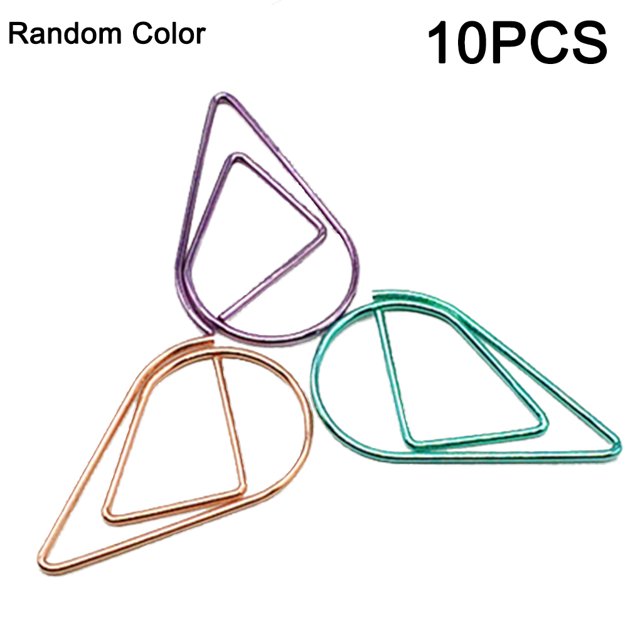 Color aleatorio Gota de agua Papel Clip METAL Bookmarks Book Memo Label Regalo Estudiante Estudiante Estudiante, 10pcs Jooan Hogar