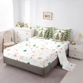 thumbnail image 3 of Christmas Holiday Twin Comforter Set 7 Piece,Xmas Tree Bed In A Bag With Sheets Winter Christmas Red Cardinal Bedding Set For Kids Adults,Green Checkered Grids Bed Set, 3 of 5