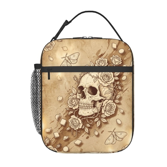 Skull Insulated Lunch Box Reusable Lunch Bag Women Men Cooler Tote Bag For Women Men Work Picnic School Office