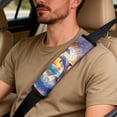 thumbnail image 5 of Xixirimido 5-Piece Car Seat Cover Set Breathable PU Leather Front Seat Covers with Seat Belt & Console Covers Universal Fit for SUV, Sedan, Truck, Sunset Glow Sea Dolphins, 5 of 8