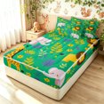thumbnail image 2 of Manfei Forest Elephant Wildlife Zipper Full Size Comforter Sets with Fitted Sheet and 2 Pillowcases, Kawaii Flower Leaf Zipper Bedding Set, Green, Colorful Stars Reversible, 4 Pieces, 2 of 7
