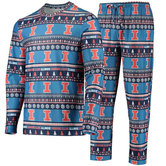 Men's Concepts Sport Blue Illinois Fighting Illini Ugly Sweater Long Sleeve Top and Pants Sleep Set
