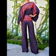 thumbnail image 4 of Conjunto de Dos Piezas Holgado de Otoño para Mujer, con Hombros Descubiertos, Estampado, Larga, Informal, para Salir, Pantalones Anchos Púrpura S, 4 of 8