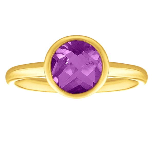 2.00 tcw Brilliant Round Cut Amethyst Bezel Set Ring Solid 14k Yellow Gold by J&H Jewelers