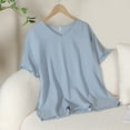 thumbnail image 4 of Womens Summer Tops Lady Tops Short Sleeve Womens Blouses Long Show Shoulder Women Tunic T Shirt Silk Women Shirts And Turtleneck Top Plain Mid Sleeve Shirt Tan Long L, 4 of 4
