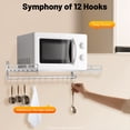 thumbnail image 5 of Stainless Steel Wall Mount Microwave Shelf, 60cm Heavy Duty Kitchen Organizer Rack with 12 Hooks for Spices & Utensils, Space Saving Storage for Microwave Oven in Apartments, 5 of 15