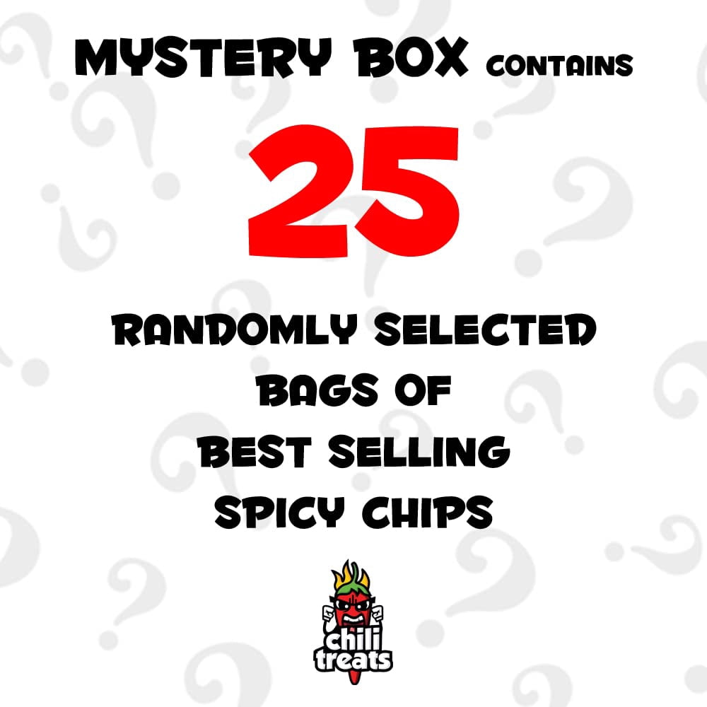 Chili Treats Spicy Flamin' Hot Fiery Chili Mystery Box of Chips Bundle Care Package Sampler Assortment Filled with 25 Bags of the Best Spicy Chips