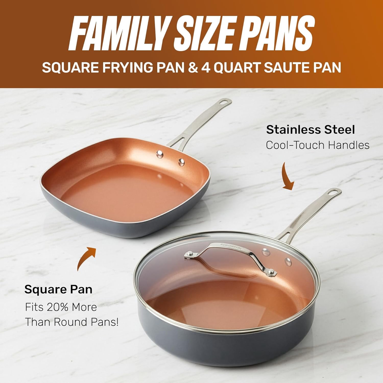 Gotham Steel TRUE VALUE 20 Pc Ceramic Pots and Pans Set Non Stick, Ceramic Cookware Set with Bakeware, Pot and Pan Set with Utensils, Non Stick Pots and Pan Set, Oven & Dishwasher Safe, Copper