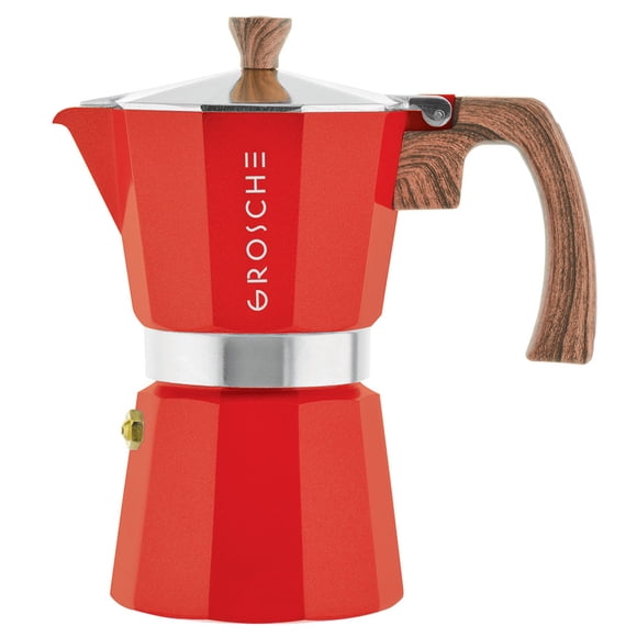 Grosche Milano Rouge Cafetière Espresso pour Cuisinière - 6 Tasses