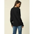 thumbnail image 4 of Women's V Neck Button Up Long Sleeve Ribbed Knit Loose Chunky Warm Pullover Sweater Top M Black, 4 of 6