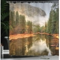 thumbnail image 4 of Ambesonne Yosemite Shower Curtain, River in Morning View, 69"Wx75"L, Green, 4 of 5