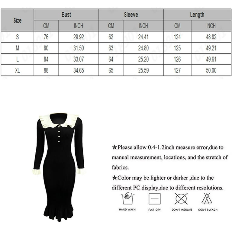 Elegant Women's Black Ribbed Knit Dress with White Ruffle