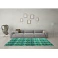 thumbnail image 3 of Ahgly Company Machine Washable Indoor Square Abstract Turquoise Blue Modern Area Rugs, 6' Square, 3 of 4
