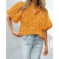 thumbnail image 3 of Remera PRETTYGARDEN de Verano con Manga Corta, Escote en V y Encaje, Talle S, 3 of 7