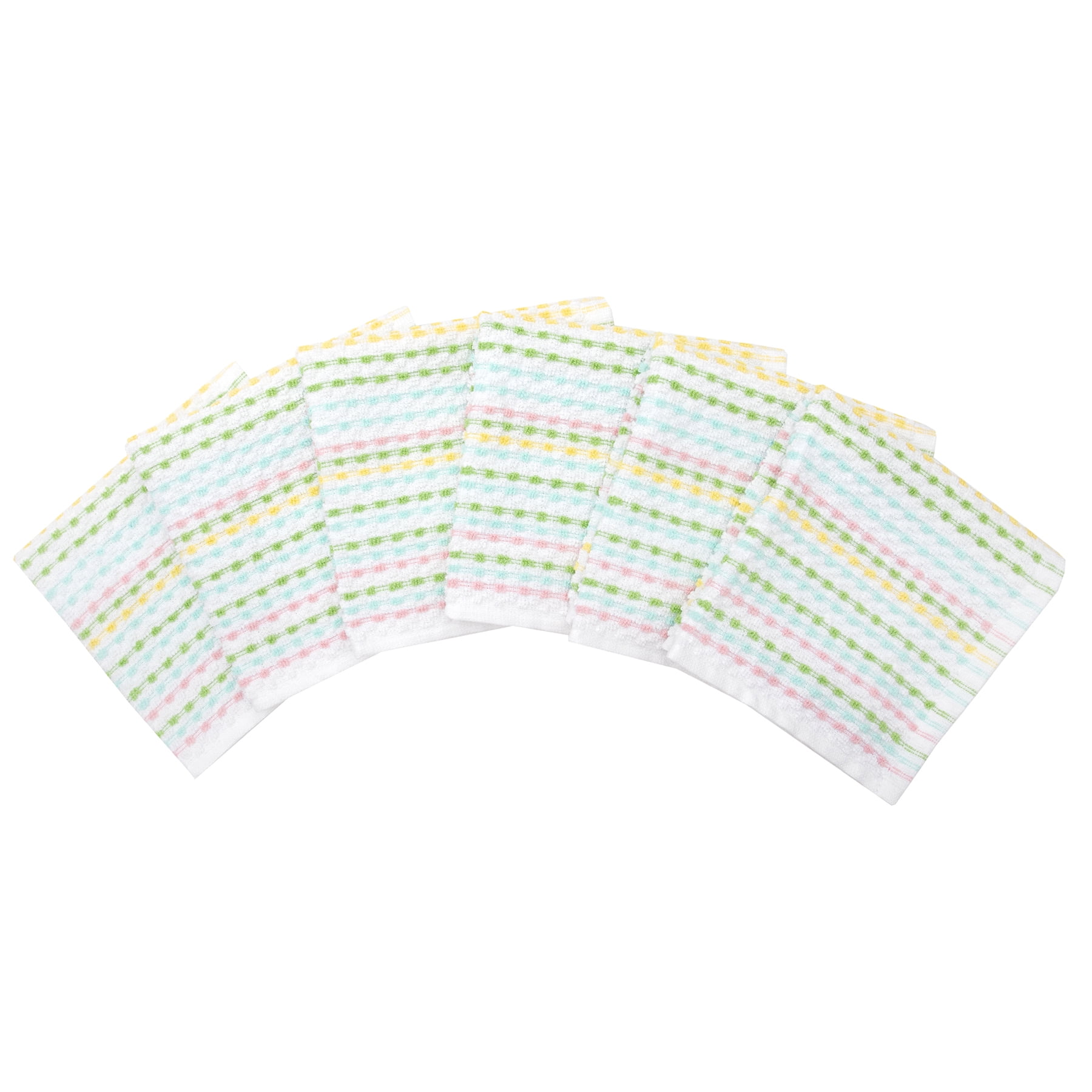 RITZ Pebble Cotton Terry Bar Mop Dish Cloth Set, 6-Pack, Spring, 12” x 12”