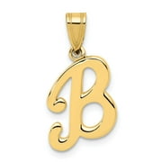 Real 14kt Yellow Gold Script Letter B Initial Pendant; for Adults and Teens; for Women and Men