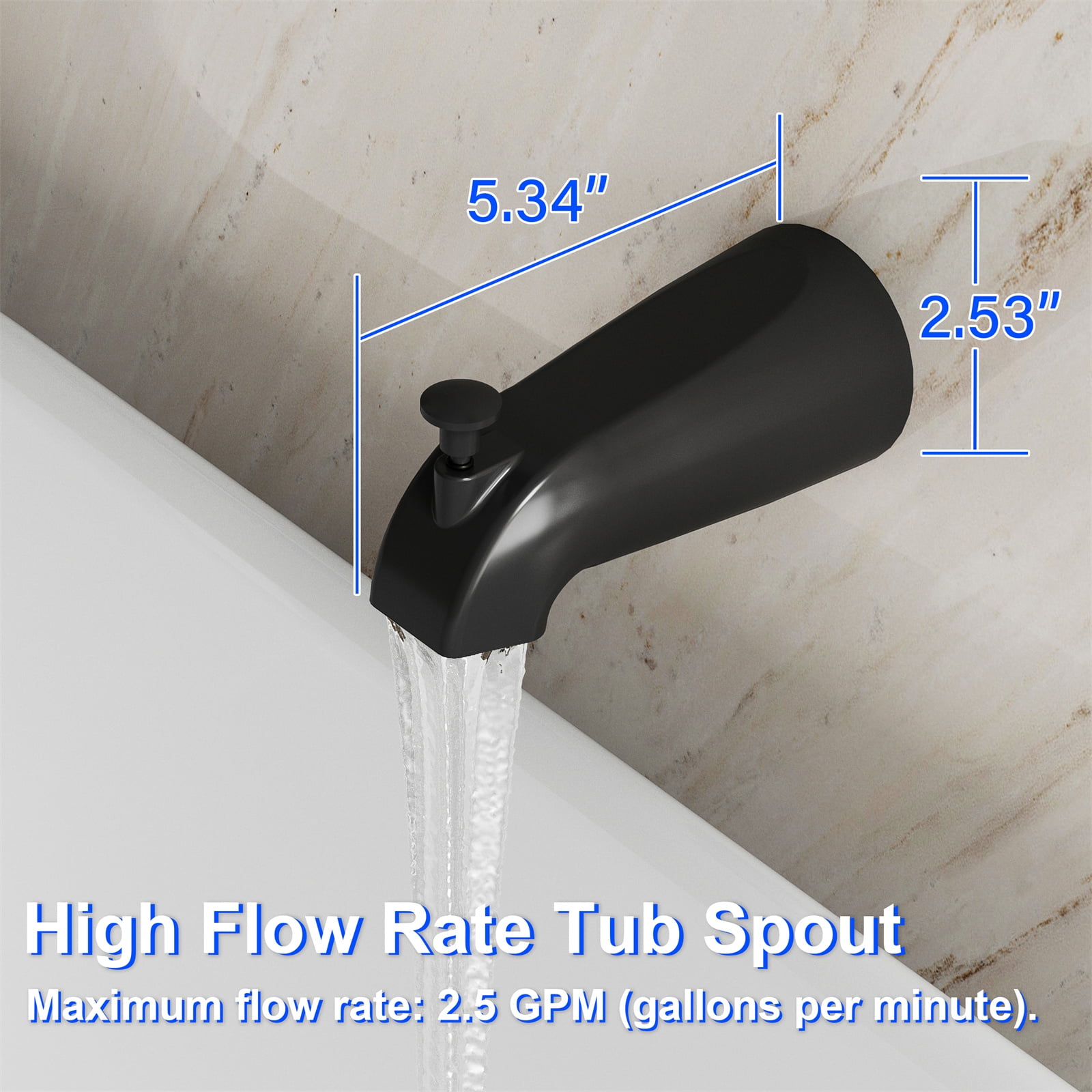 ANGELES HOME Bathtub Shower Faucet Set with Tub Spout, 3-in-1 Dual Shower Head System with Handheld Spray Combo, 5-Mode, Valve Trim Kit, Matte Black