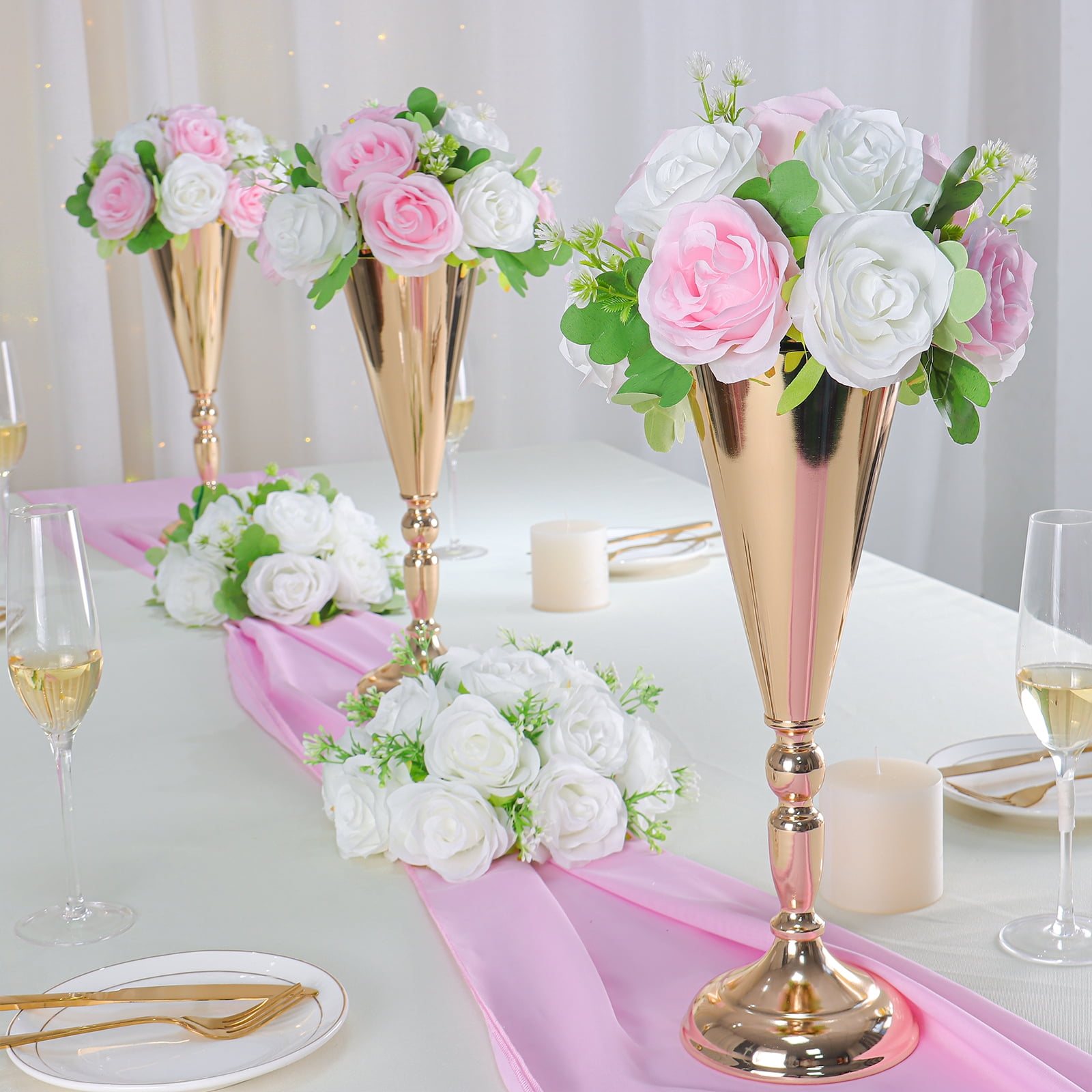 Wedding Flower Balls for Centerpieces 6pcs Pink Rose Artificial Flowers Ball Arrangement Bouquet Silk Roses for Party Table Decoration 10.6inch