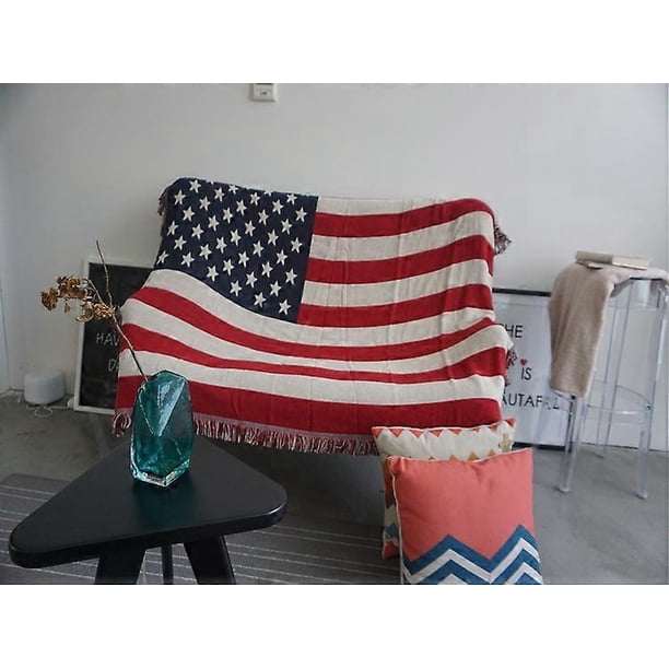 Fall Decorative Cover: Modern Farm Country Halloween Tassel Yarn Blanket For Living Room Sofa Bed Chair Dorm American Flag Blanket 180cm*230cm
