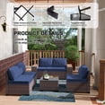 thumbnail image 3 of Gotland Outdoor Patio Furniture Set 9 Piece Sectional Rattan Sofa Set Rattan Wicker Patio Conversation Set with 5 Seat Cushions and 1 Tempered Glass Table,Dark Blue, 3 of 5