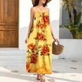 thumbnail image 6 of HOMBOM Womens Maxi Dresses Orange Sundresses Backless Hawaiian Floral Casual Summer Slip Dress for Ladies Beach, 6 of 9