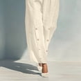 thumbnail image 6 of Sheghy Short Sets for Women 100%Cotton Women Solid Linen Set Sleeveless Button Cami Top & Side Detail Wide Leg Pants 2 Piece Vacation Outfit, 6 of 6