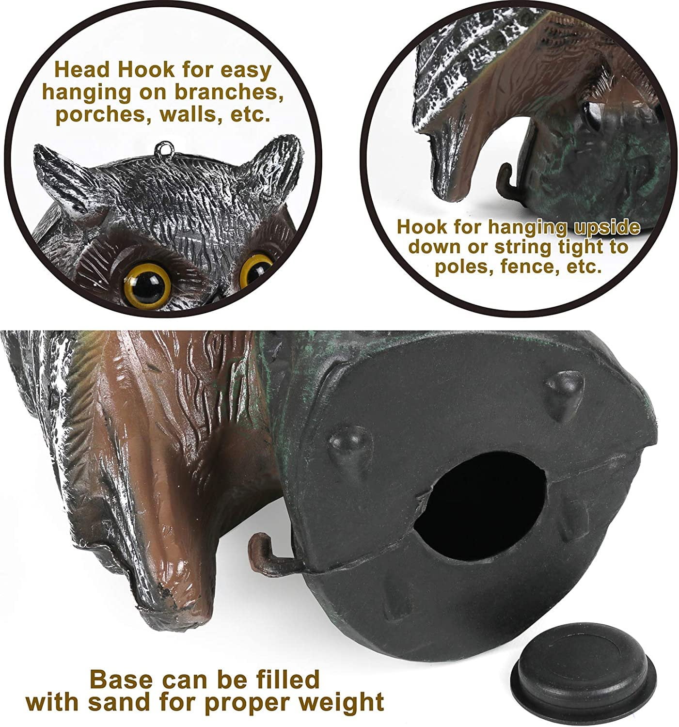 Galashield Owl Decoy | Plastic Owls to Scare Birds Away | Owl Statue for Garden & Outdoors 16.5" Tall