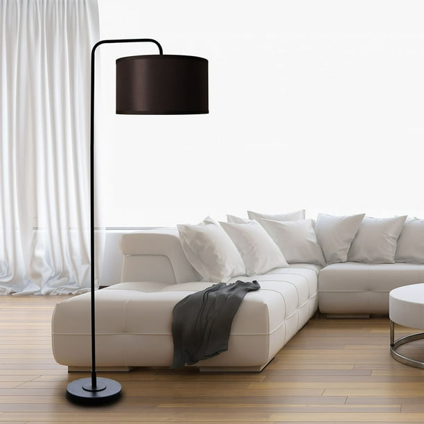Abble Matte Black Floor Lamp with black shade