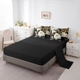 thumbnail image 5 of Manfei Chic White Peony Bedding Comforter Set 7pcs, Garden Flower Floral Queen Bedding Sets, Gold Leaves Queen Sheet Sets, Microfiber Room Decor, 5 of 8
