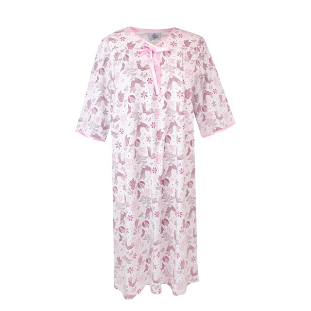 Silvert's Robe d'Hôpital en Tricot pour Femmes avec Dos Ouvert, Rose Bloom, Taille TG