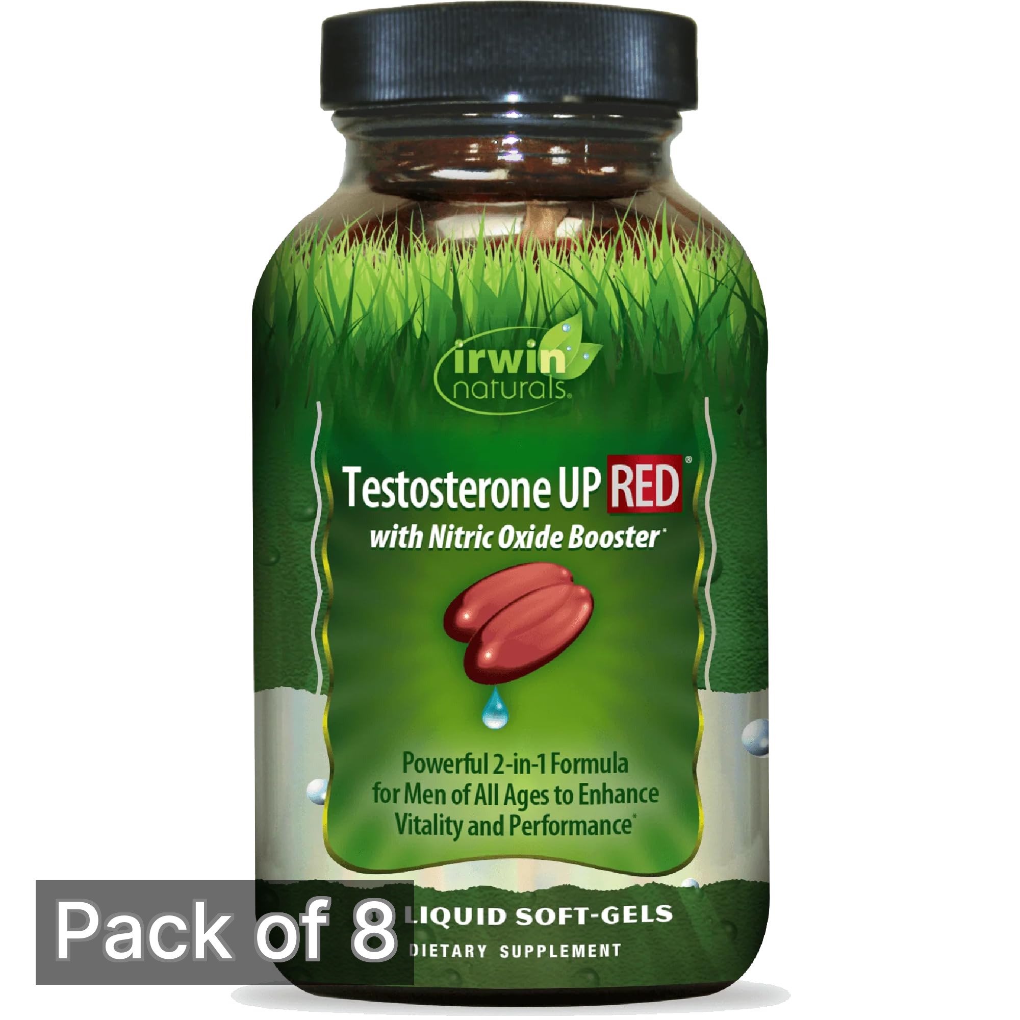 Irwin Naturals Testosterone Booster UP RED with Nitric Oxide Liquid Soft-Gels 60-Count Bottle (Pack of 8)