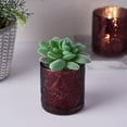 thumbnail image 5 of Balsa Circle 6 Pieces 3" Burgundy Metallic Leaves Design Mercury Glass Votive Candle Holders, 5 of 8