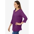 thumbnail image 3 of Woman Within Plus Size Perfect Three-Quarter Sleeve V-Neck Tee (Petite Available), 3 of 6
