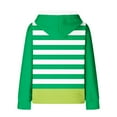 thumbnail image 4 of DeHolifer Sweatshirts for Women Waffle Drawstring Strip Print Long Sleeve Hoodies Sweatshirts with Pocket Green 2XL, 4 of 6
