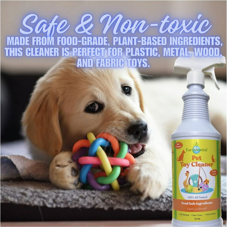 Pet Toy Cleaner All Natural Non toxic 32 Oz Spray by Earthsential for Dog Cat Ferret