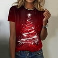 thumbnail image 2 of Kedxroy Christmas Shirt Women Christmas Print T Shirt Vintage Graphic Short Sleeve Tops Tees(Red,L), 2 of 6
