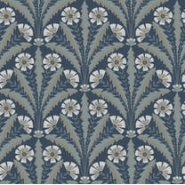 Chesapeake Tap Root Dark Blue Floral Damask Wallpaper