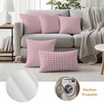 thumbnail image 6 of Pink Outdoor Waterproof Pillow Covers, Grid Checkered Plaid Gingham Lattice Trellis Decorative Square Throw Pillowcase Sofa Cushion Sham for Patio/Couch/Chair, 20"x20" 2 Pack, 6 of 8
