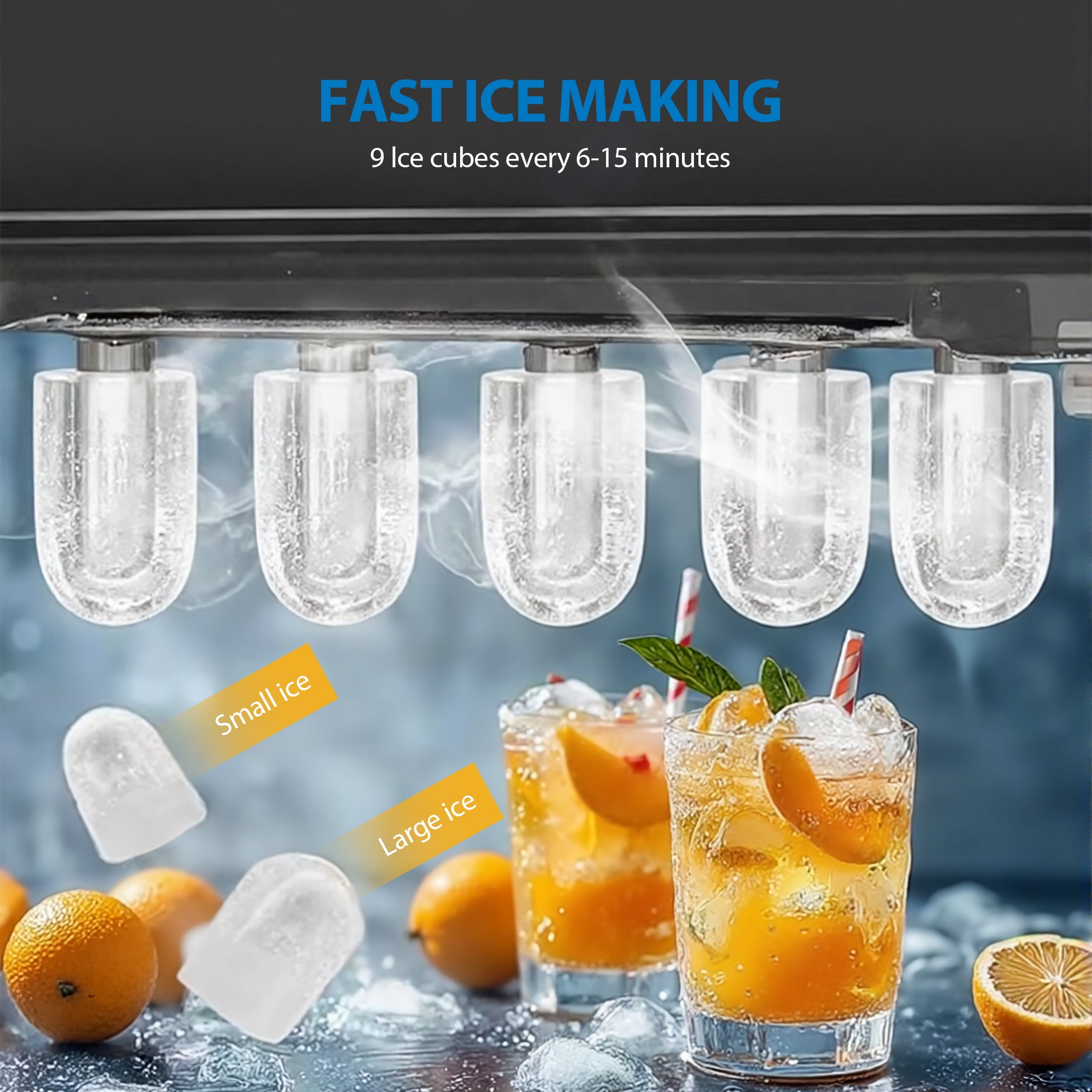 Mainstays Portable Countertop Ice Maker, 26 lbs Per Day, Compact Ice Machine with Quick Ice Cycles, No Plumbing Required, Red