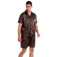 thumbnail image 4 of Tony & Candice Men's Classic Short Sleeve Satin Pajama Set Adult Sleepwear (XXL,Chestnut), 4 of 5