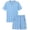 Sky Blue, variant on MoFiz Pjs Men's Solid Bamboo Pajamas Set Short Sleeve V-Neck Top and Shorts with Pockets Loungewear 2-Piece for Men