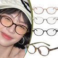 thumbnail image 2 of Gafas retro ovaladas con montura antiluz azul, estilo coreano, modernas, estilo literario retro, planas, para mujer, 2 of 7