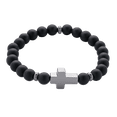 thumbnail image 1 of Pulsera Hombre Cruz LUCKMAN Jade Negro Acero Inoxidable Modelo Ezra Plateado UNITALLA, 1 of 6