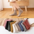 thumbnail image 3 of Calcetines de otoño e invierno para niños, calcetines de algodón de color sólido japoneses para mujer, calcetines de algodón de canalé alto, calcetines cómodos para mujer, 3 of 5