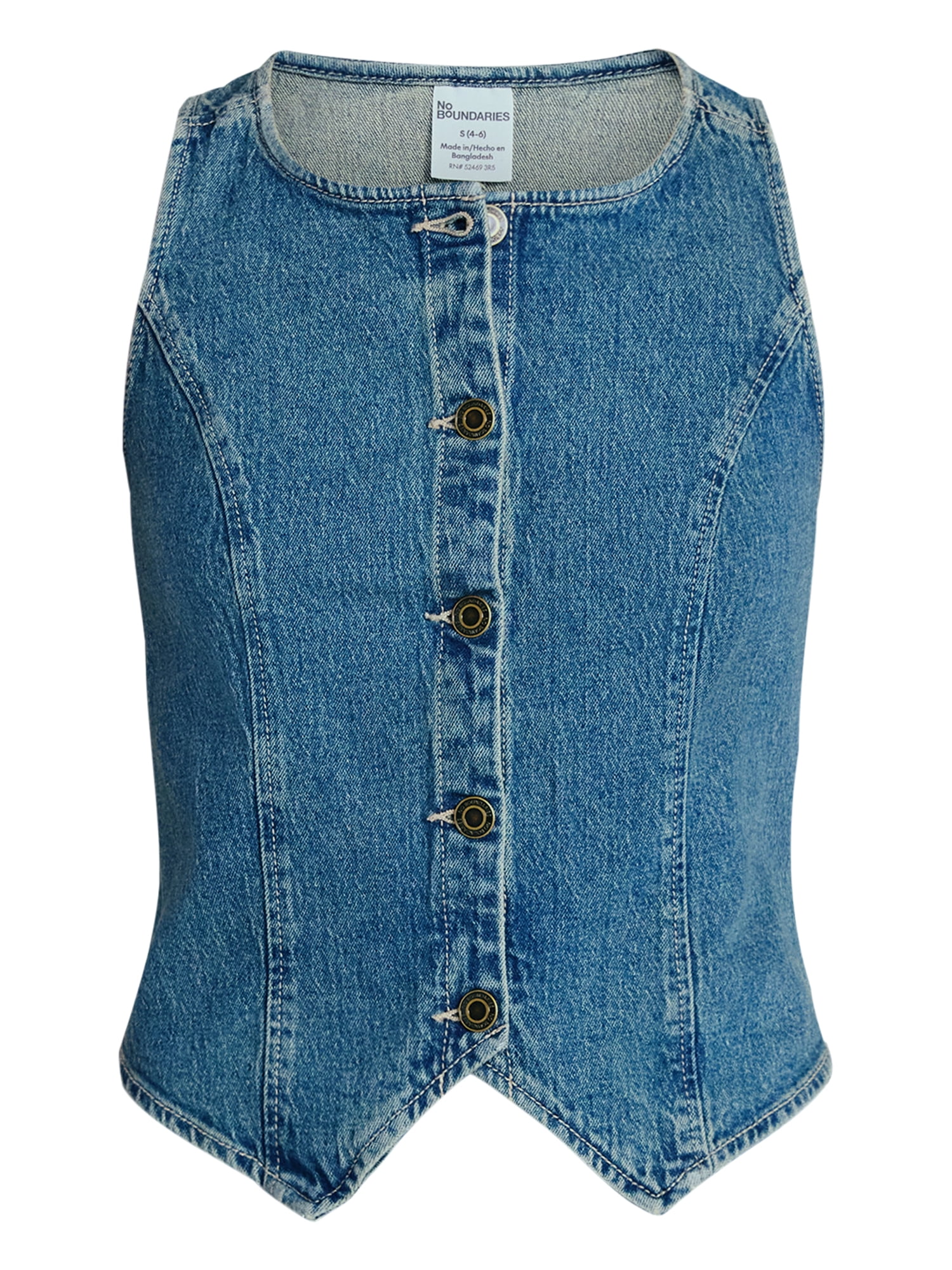No Boundaries Cropped Denim Vest, Women’s XXS-XXL