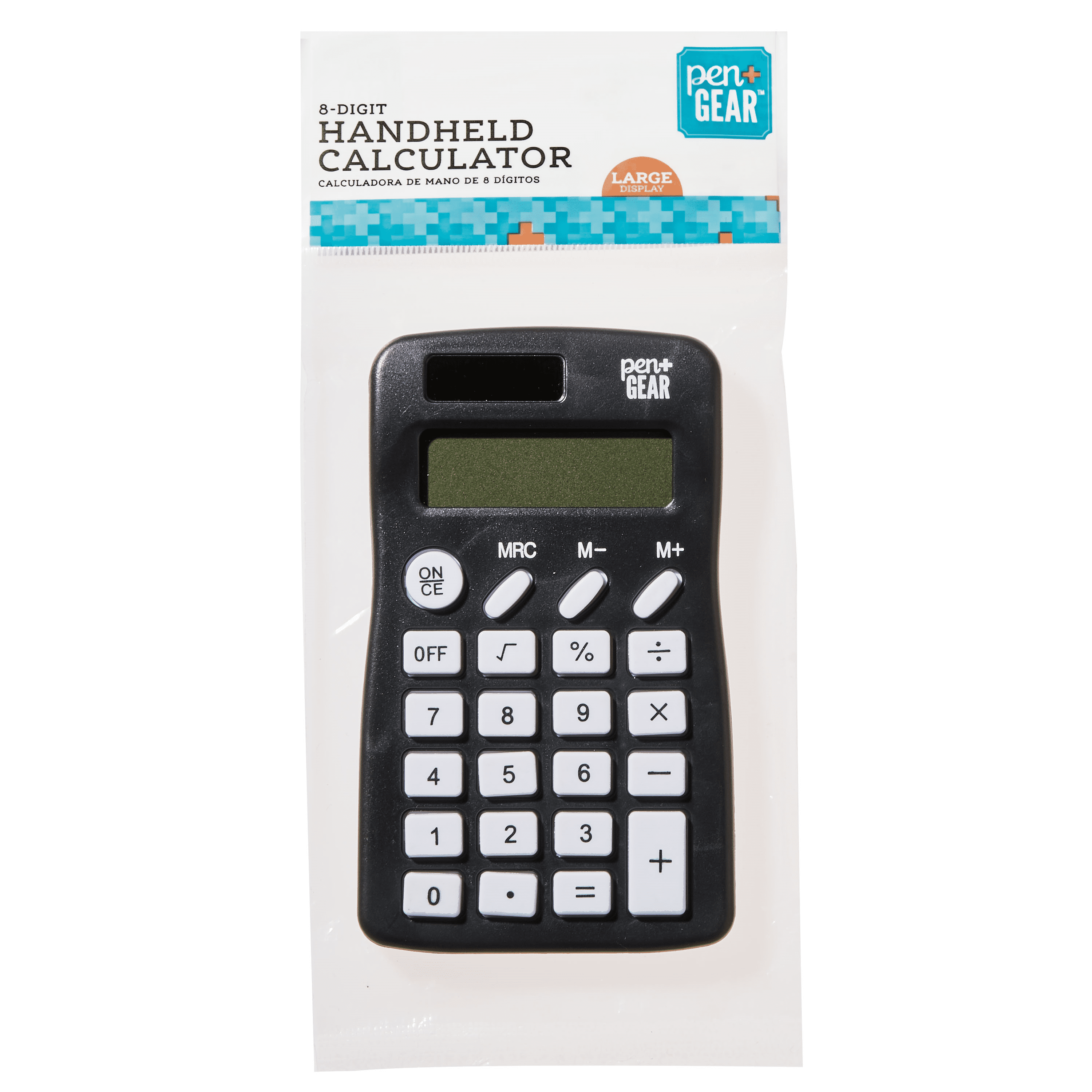 Pen+Gear Mini 8-Digit Handheld Calculator, Black, Solar Powered