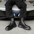 thumbnail image 3 of Botas altas de cuero PU para hombre 2024: una combinación perfecta de estilo rock y punk con diseño de bota de motocicleta retro, ropa de calle informal y de moda. 43, 3 of 5