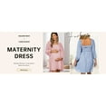 thumbnail image 4 of Long Sleeve Square Neckline Maternity Women Dots Loose Dress, 4 of 5