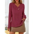 thumbnail image 5 of PRETTYGARDEN Women's Long Sleeve Shirts Fall Fashion Clothes Casual Ribbed V Neck Loose Tunic Tops Lightweight Sweaters, 5 of 10