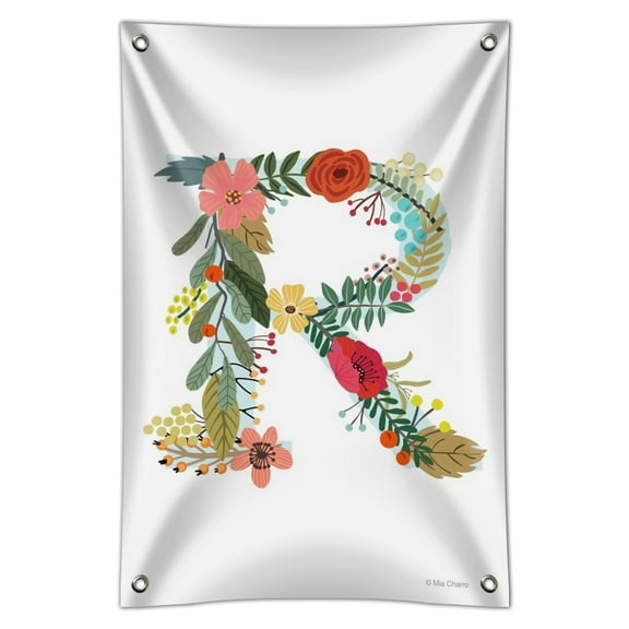 Letter R Floral Monogram Initial Home Business Office Sign